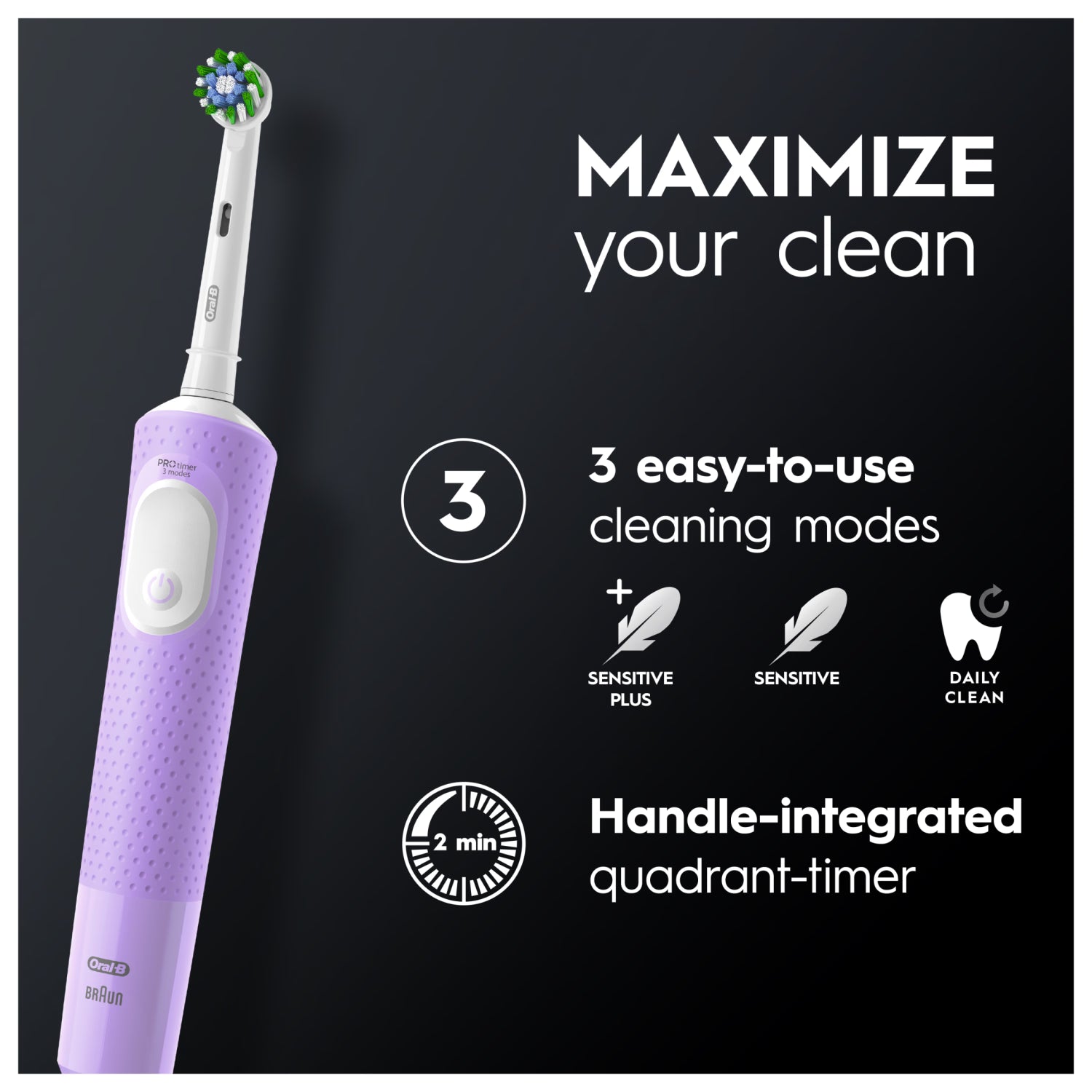 Oral-B Vitality PRO electric rechargeable toothbrush lilac - British product
