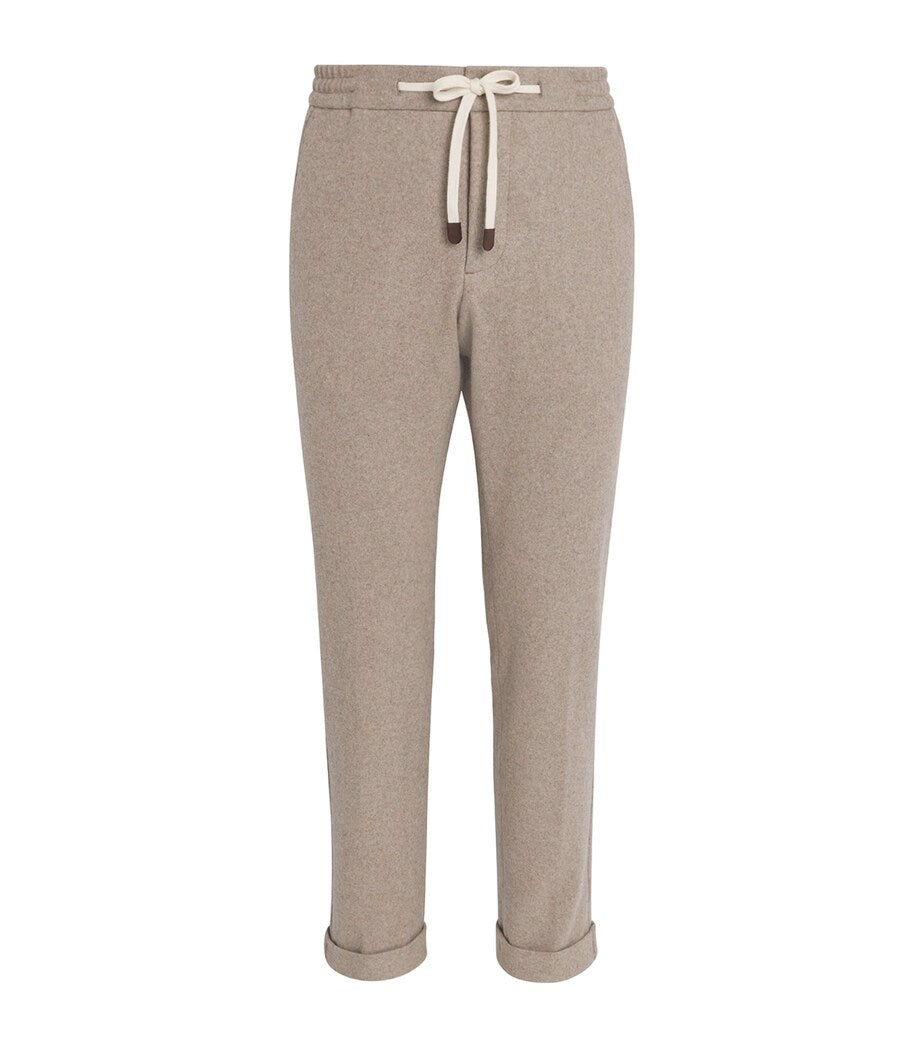 Cashmere and Cotton Blend Sweatpants with Turned-Up Cuffs and Pockets