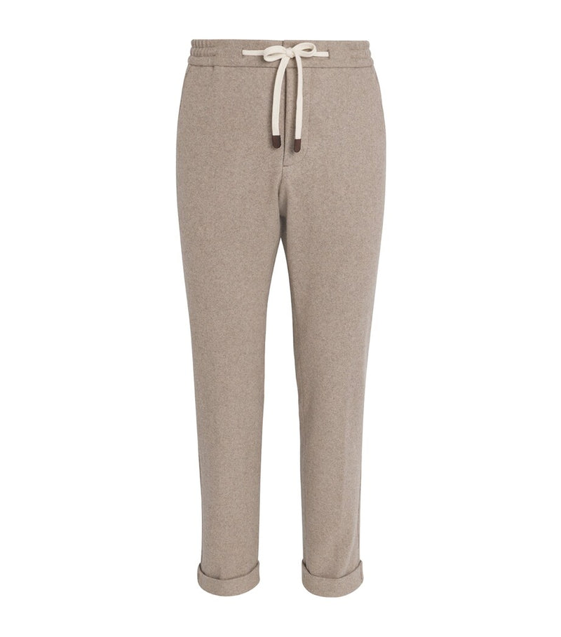 Cashmere and Cotton Blend Sweatpants with Turned-Up Cuffs and Pockets
