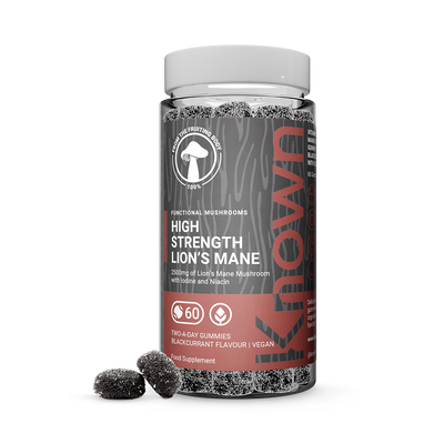 Holland & Barrett Known Nutrition High Strength Lion's Mane 2500mg Blackcurrant Flavour Vegan Gummies 60 Count- Buy online at McGrocer