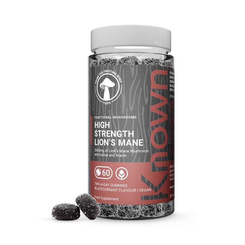 Known Nutrition Lion's Mane gummies blackcurrant 60 count (British brand)