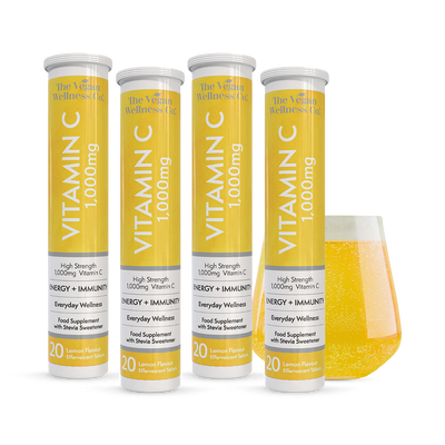 Holland & Barrett The Vegan Wellness Co. High Strength 1,000mg Vitamin C Lemon Flavour Effervescent Tablets, 80 Tablets- Buy online at McGrocer