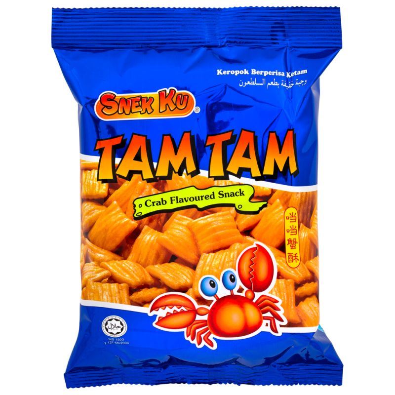 Snek Ku Tam Tam crispy crab flavoured snack, UK version