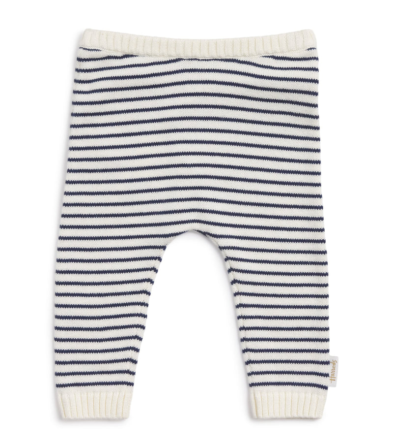 Harrods Cotton Knitted Stripe Bear Trousers (0-18 Months)