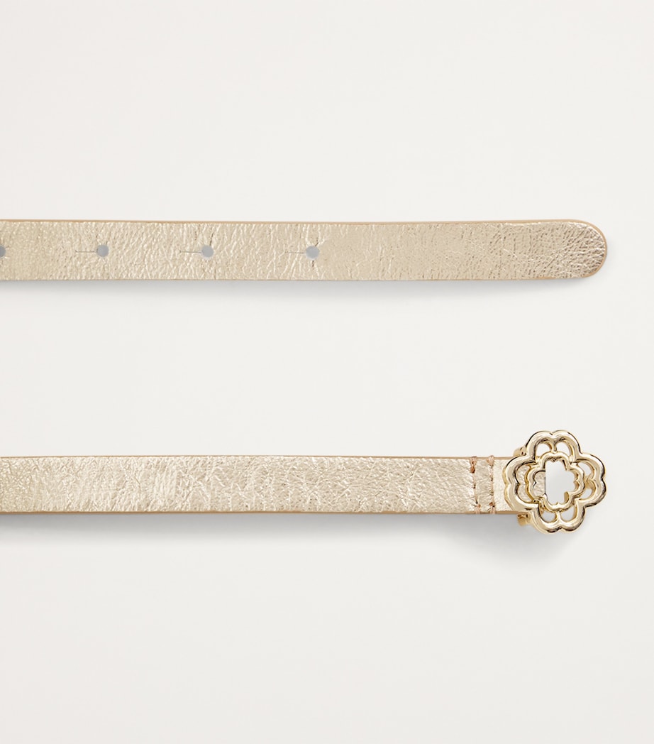 Maje leather belt with gold Clover buckle (British brand)