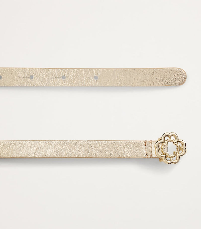 Maje leather belt with gold Clover buckle (British brand)