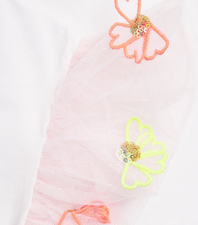 T-shirt Enfant Manches Tulle Coton Billieblush (3-12 Ans)