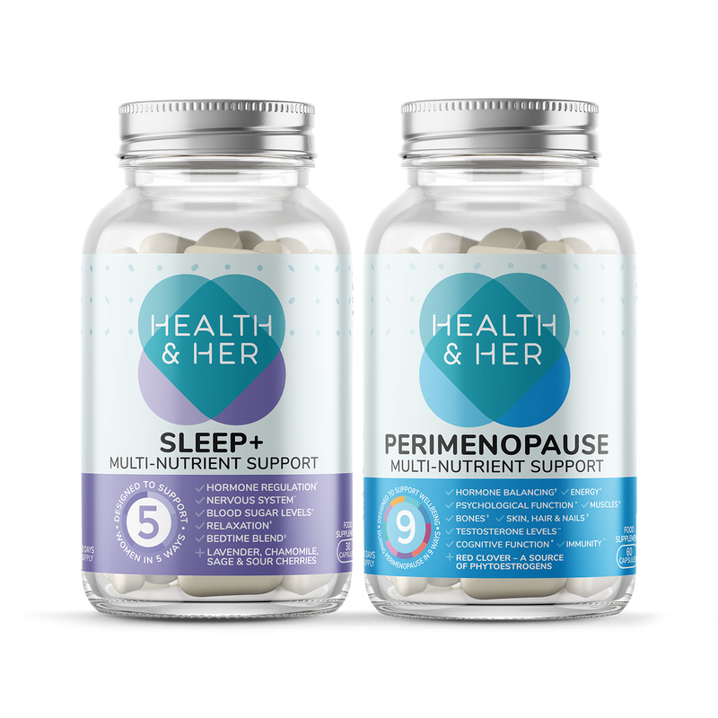 Health & Her perimenopause bundle with multinutrient and sleep supplement, UK version