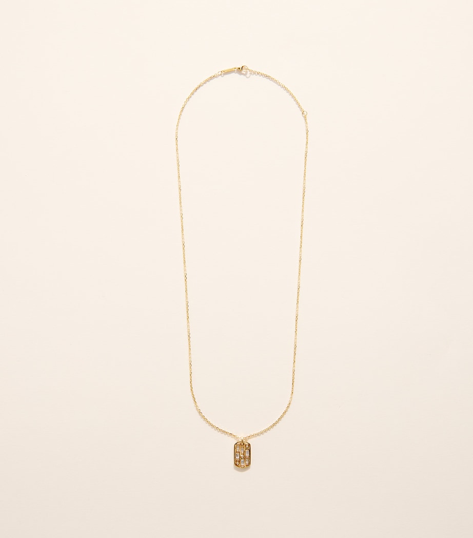 Suzanne Kalan yellow gold diamond dog tag pendant necklace, UK version