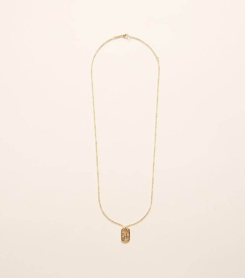 Suzanne Kalan yellow gold diamond dog tag pendant necklace, UK version
