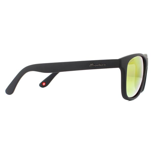 Montana MS48 black sunglasses with Revo red mirror lenses (British brand)