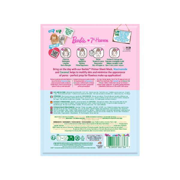 7th Heaven Barbie Primer Sheet Mask 1pc (British brand)