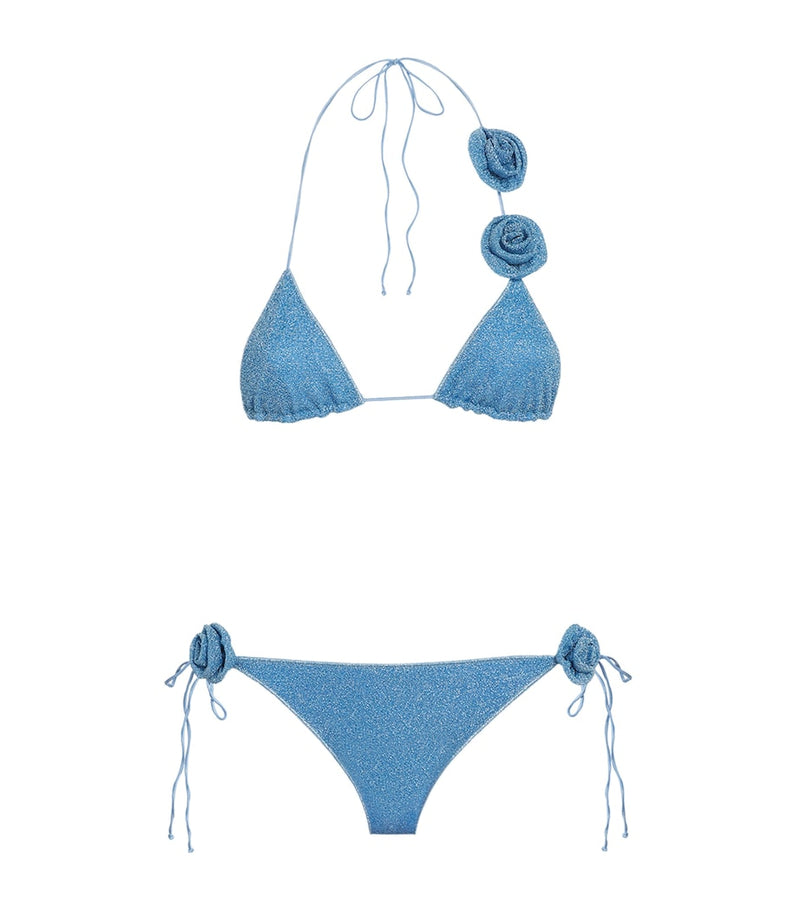 Shimmering Crystal-Effect Bikini with Tie-Back Triangle Top and High-Cut Briefs