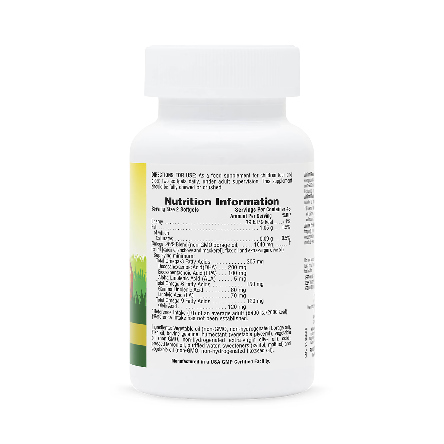 NaturesPlus Animal Parade Omega 3,6,9 Kids 90 softgels (British brand)