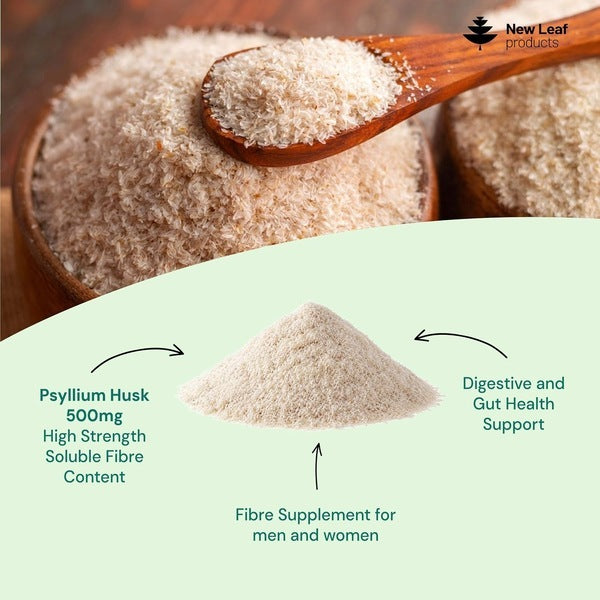 New Leaf psyllium husk powder high strength 5000mg, imported from the UK