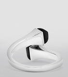Marli New York Cleo ring in 18kt white gold with diamonds and black onyx, imported from the UK