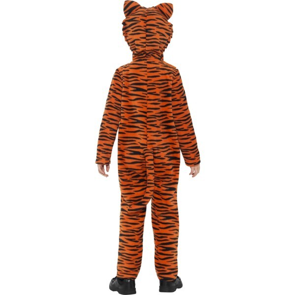 Smiffys tiger costume orange black hooded jumpsuit tail (British brand)