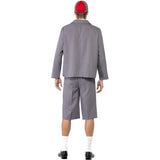 Smiffys schoolboy costume with grey blazer, shorts and cap, imported from the UK