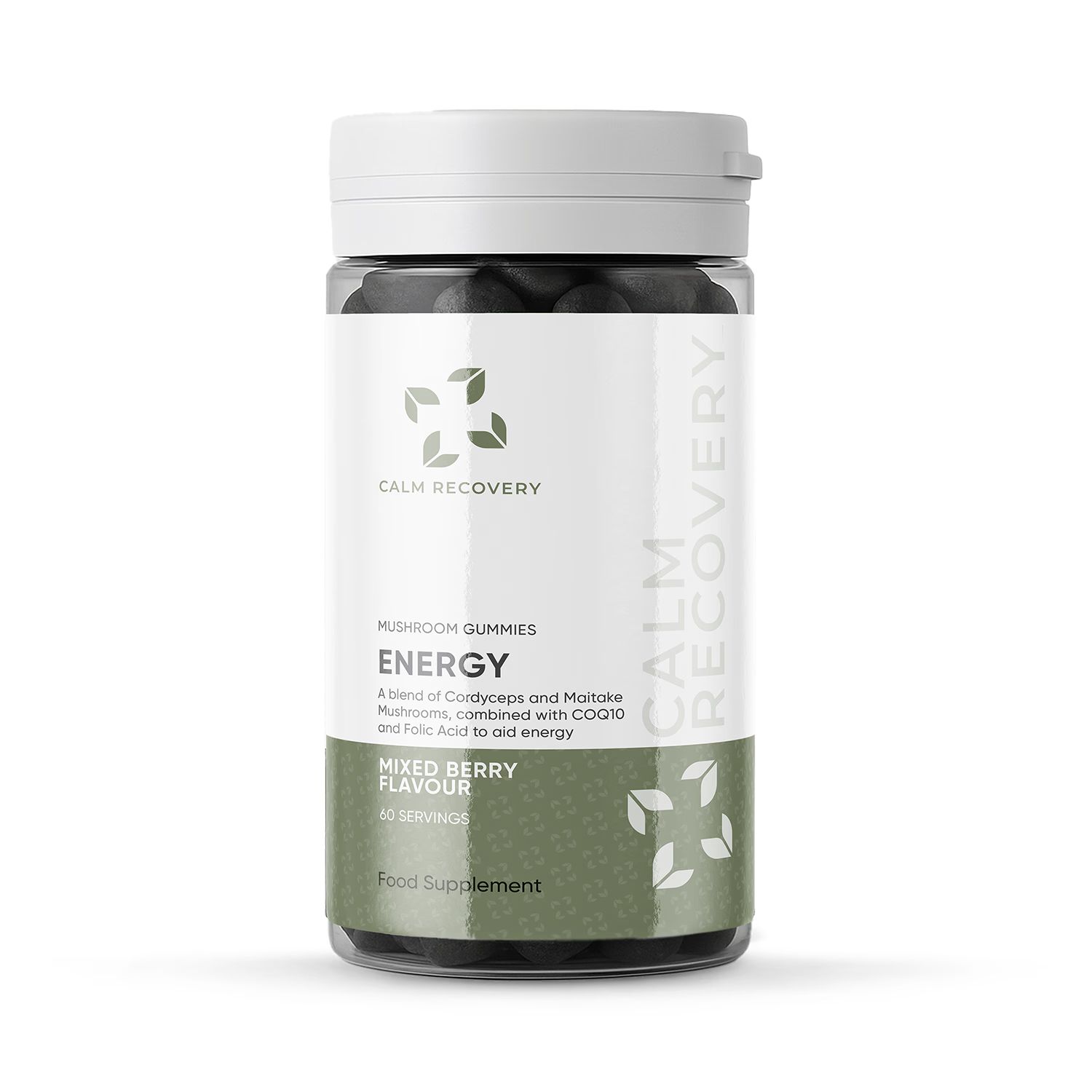Calm Recovery mushroom gummies 60 servings mixed berry (British brand)