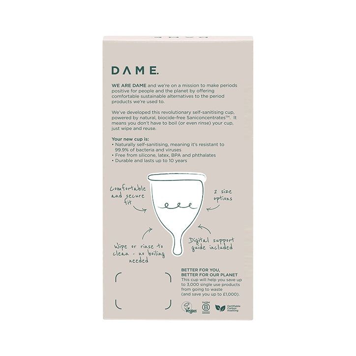 DAME Self-Sanitising Period Cup Size Medium