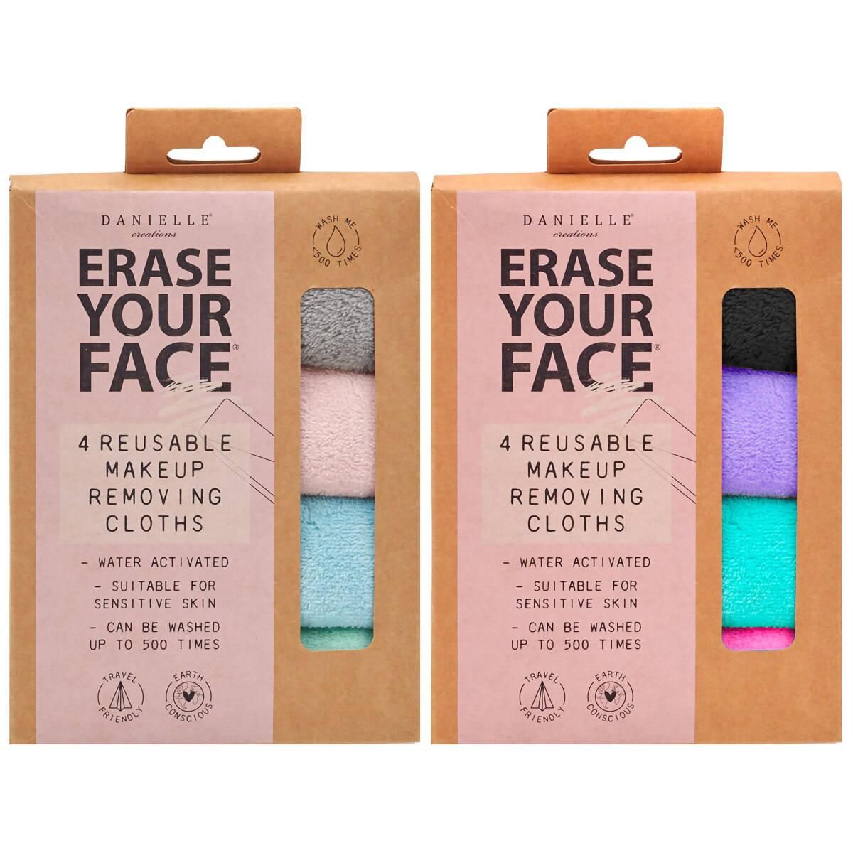 Danielle Creations Erase Your Face Make Up Remover Cloths, 4 Pack