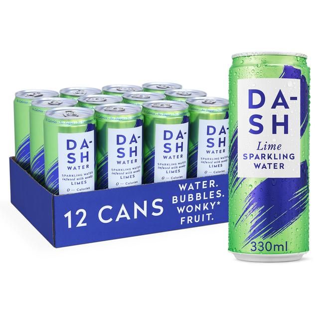 DASH Lime Infused Sparkling Water   12 x 330ml