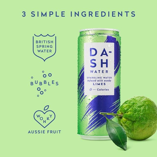 DASH Lime Infused Sparkling Water   12 x 330ml