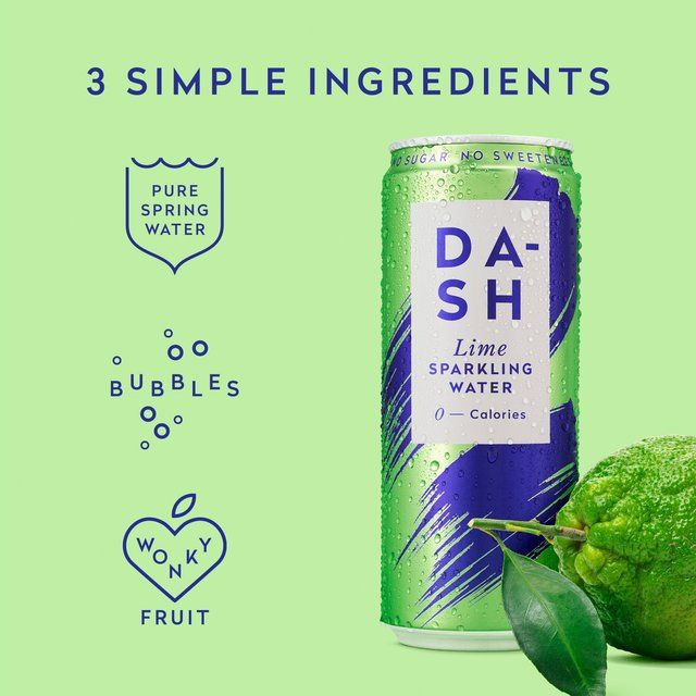 DASH Lime Infused Sparkling Water    4 x 330ml