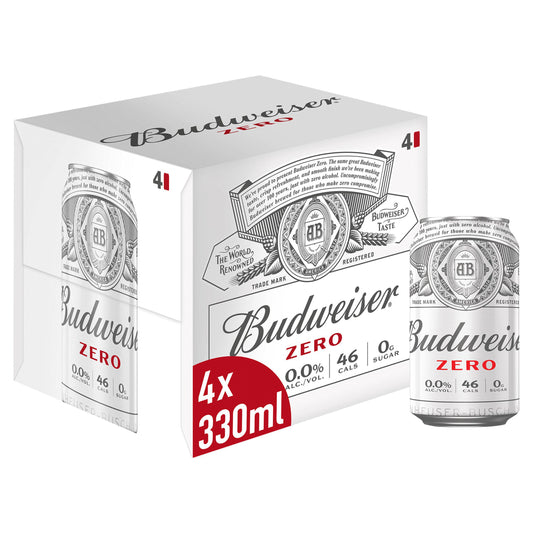 Budweiser Zero Alcohol Free Lager 4x330ml GOODS Sainsburys   