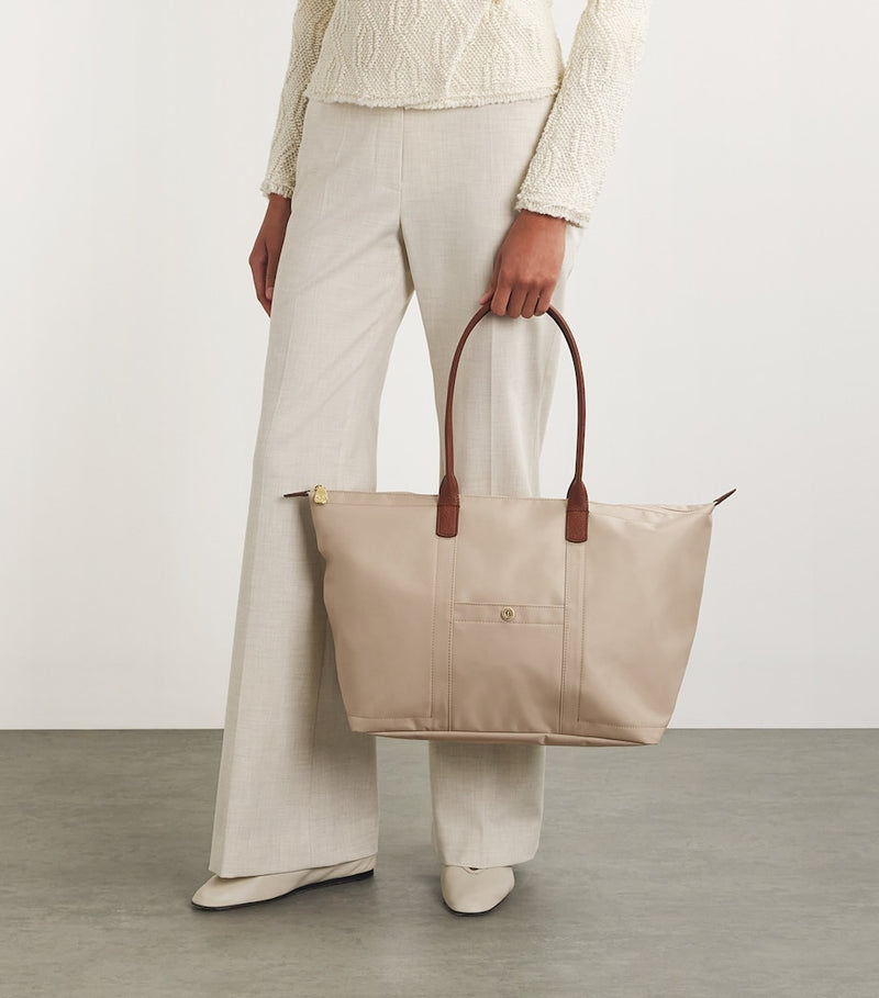 Harrods medium nylon tote bag with leather trim - British product