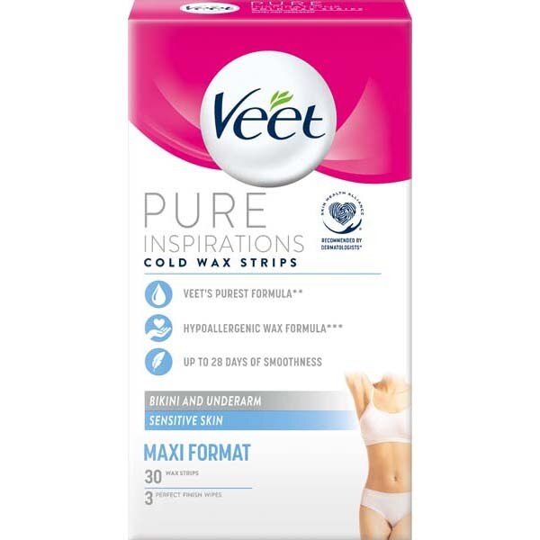 Veet Pure Inspiration Wax Strips Bikini & Underarm x30 GOODS Superdrug   