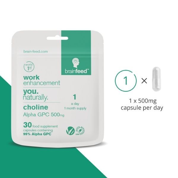 Brain Feed Alpha GPC Choline 500mg supplement, UK version