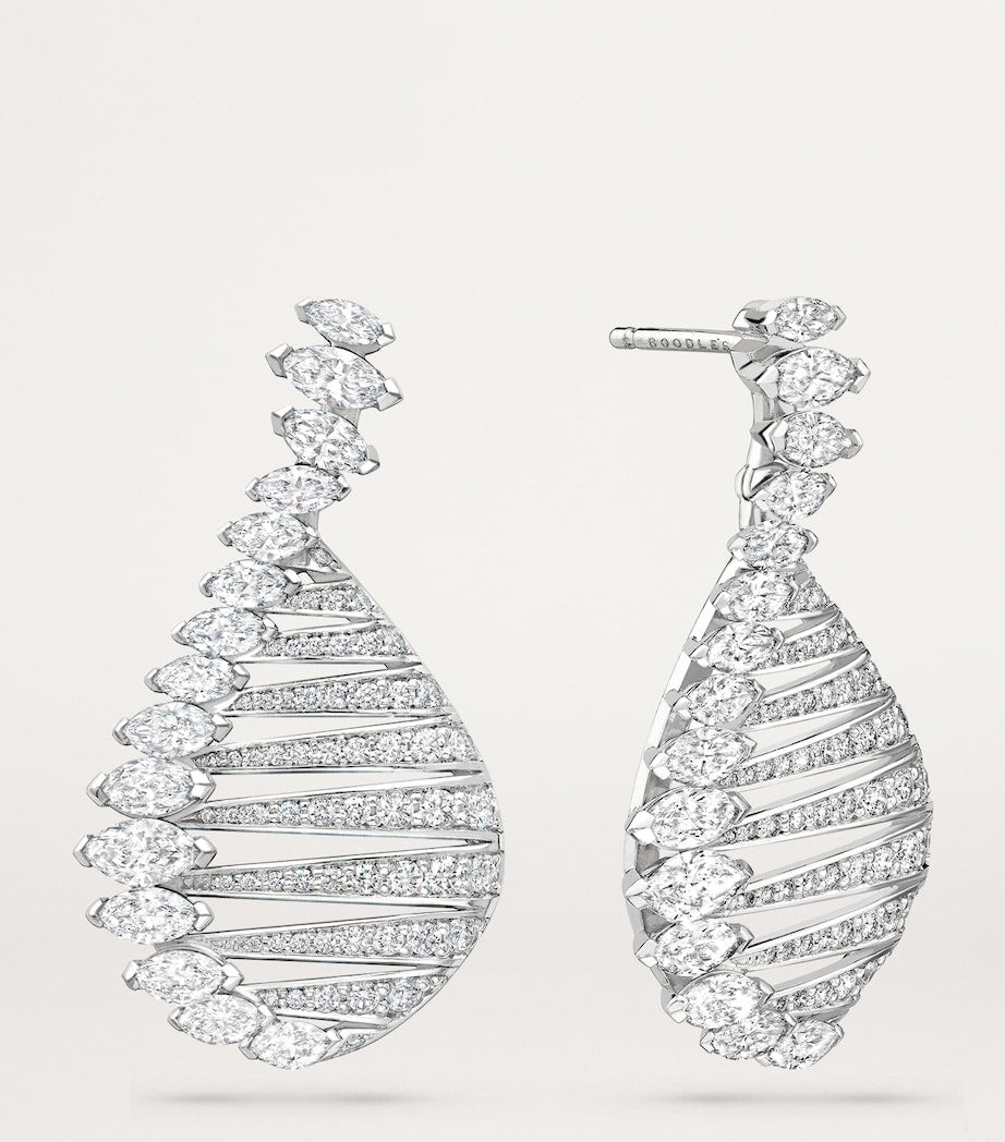 Boodles platinum and diamond drop earrings, imported from the UK