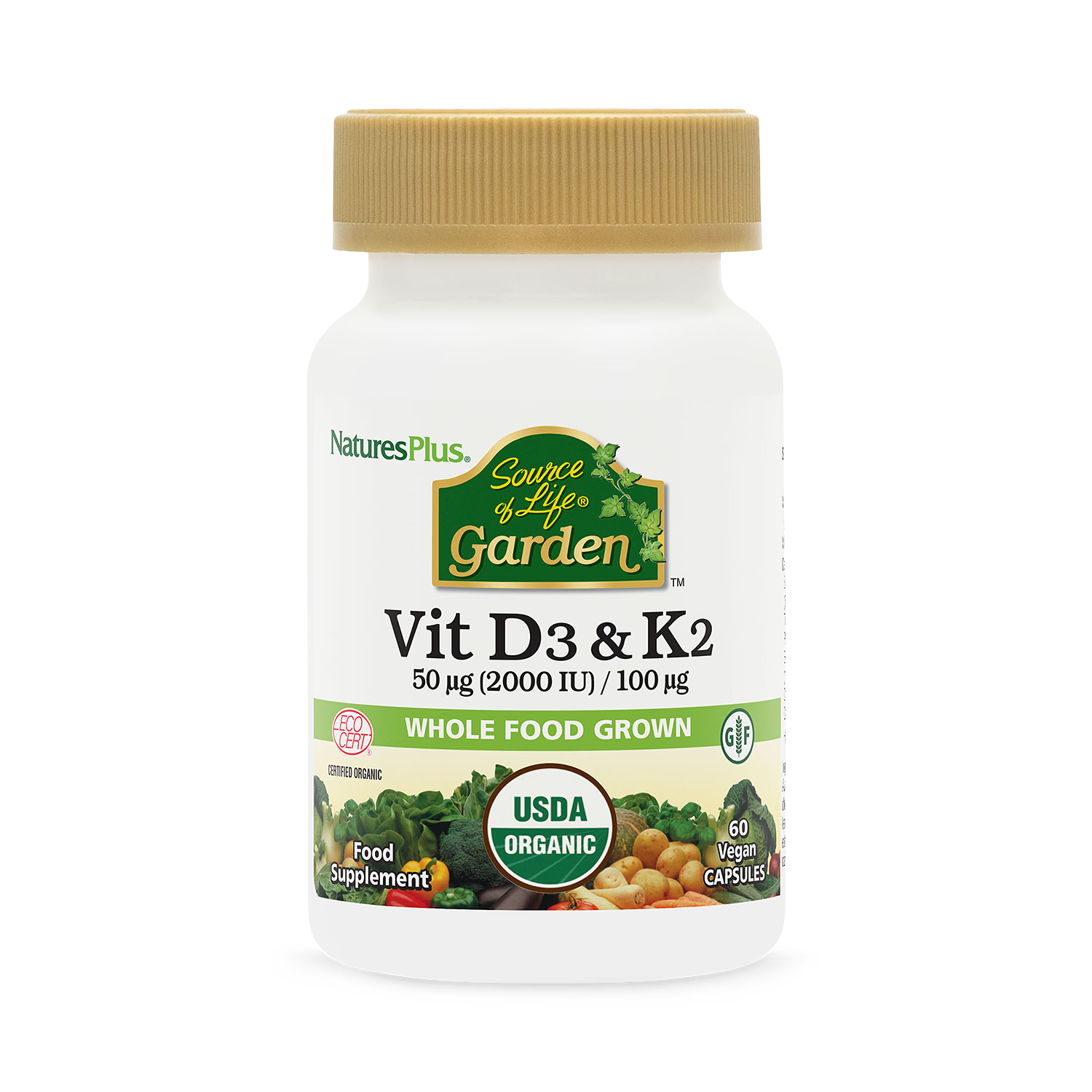 NaturesPlus vitamin D3 K2 supplement 60 capsules, UK version