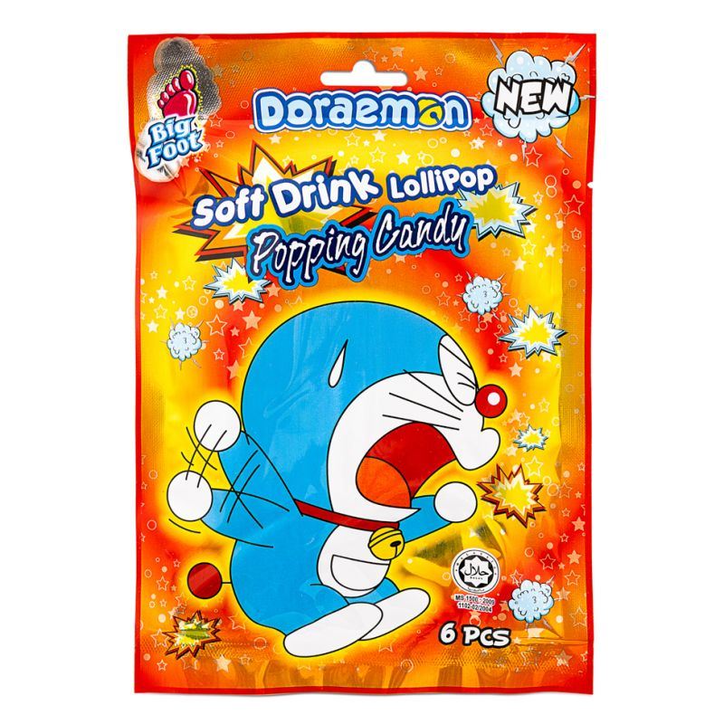 Big Foot Doraemon lollipop popping candy 6 pack, UK version