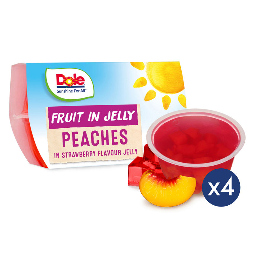 Dole Peaches in Strawberry Flavour Jelly 4 x 123g (492g) GOODS ASDA   