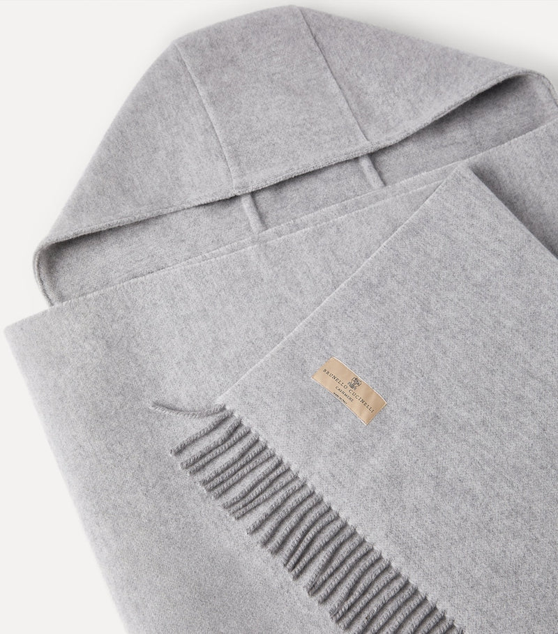 Brunello Cucinelli wool-cashmere hooded scarf 50x240cm (British brand)