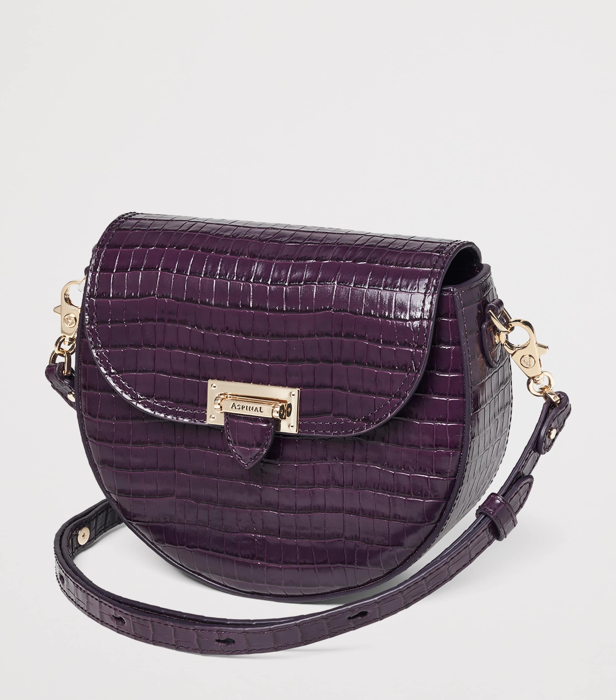 Aspinal of London croc-embossed Portobello cross-body bag, imported from the UK
