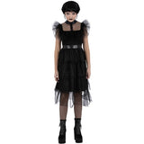 Smiffys kids Gothic prom costume dress with mesh frills (British brand)