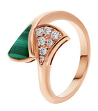 Bvlgari rose gold diamond malachite Divas' Dream ring, imported from the UK