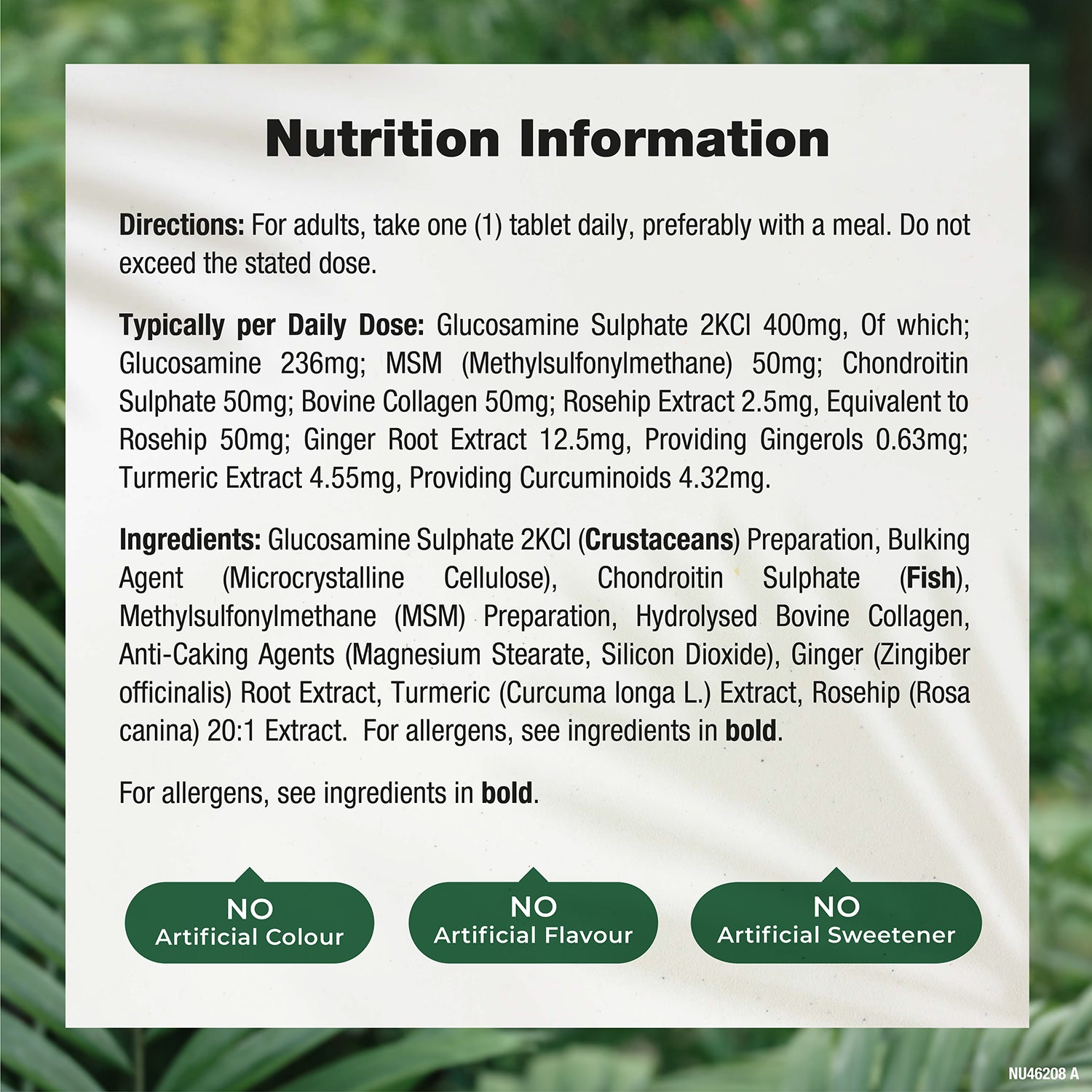 Nature's Truth high strength joint support supplement 60 tablets (British brand)