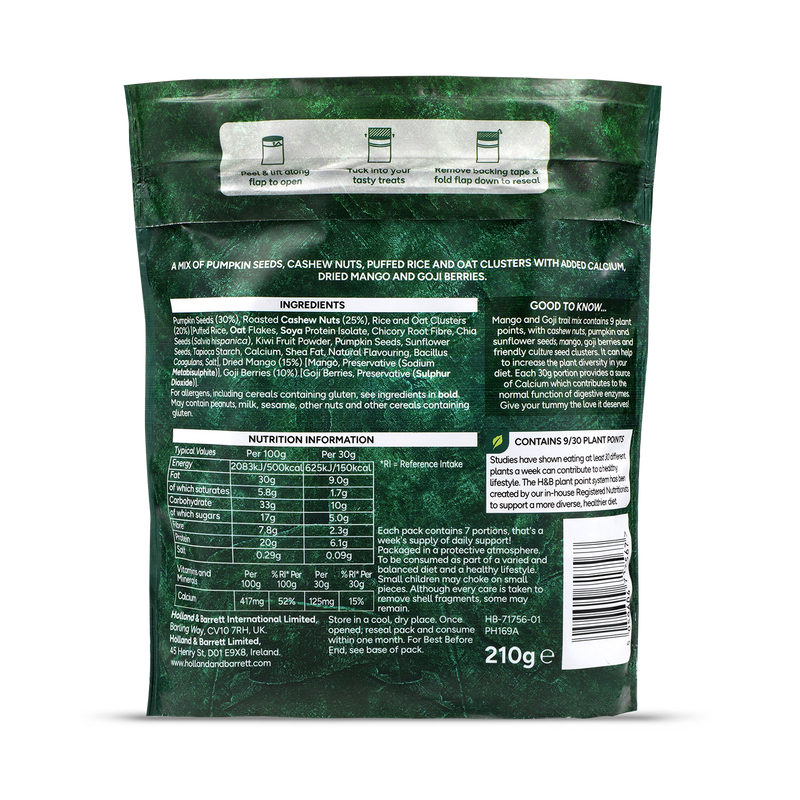 Holland & Barrett Mango & Goji Trail Mix 210g (British brand)