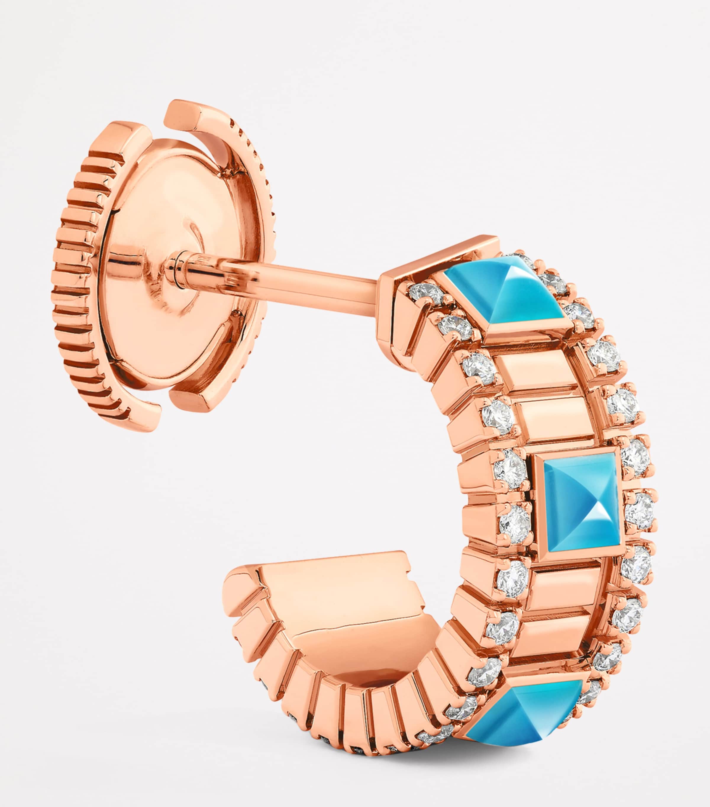 MARLI New York rose gold turquoise diamond hoop earrings, UK import