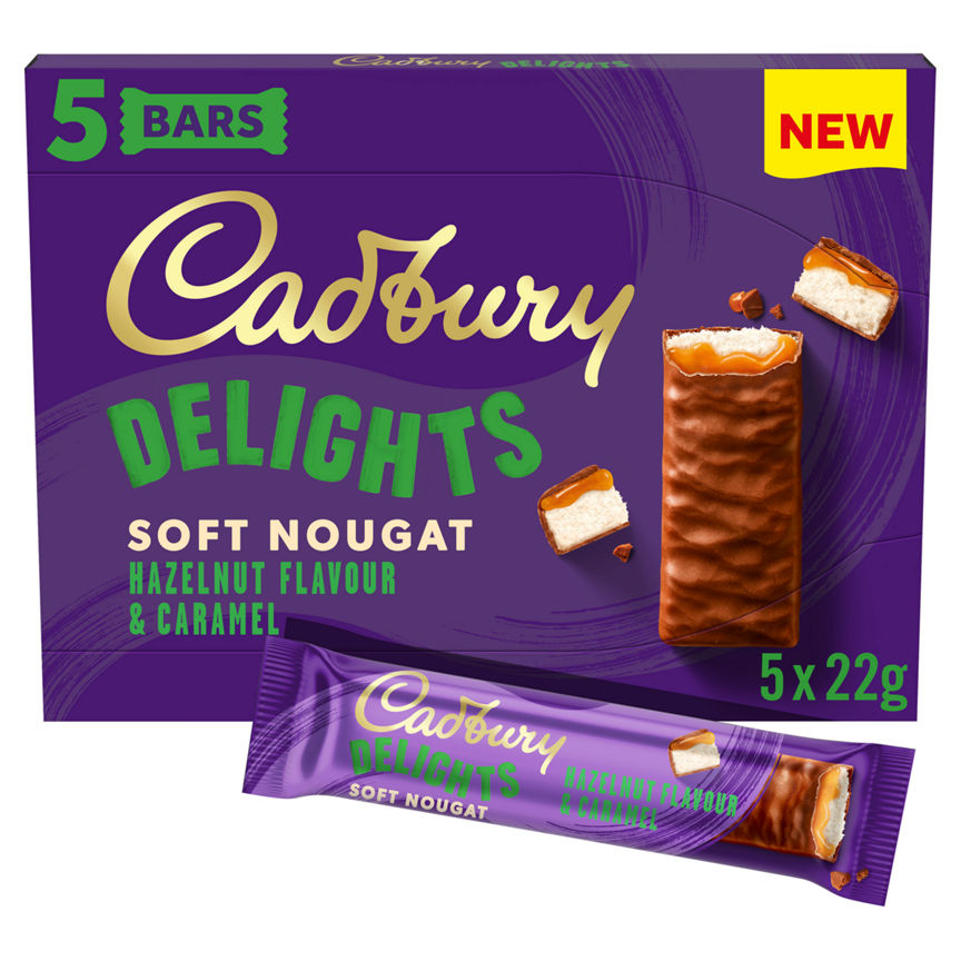 Cadbury Delights Soft Nougat Hazelnut Flavour & Caramel Bars 5 x 22g (110g) GOODS ASDA   