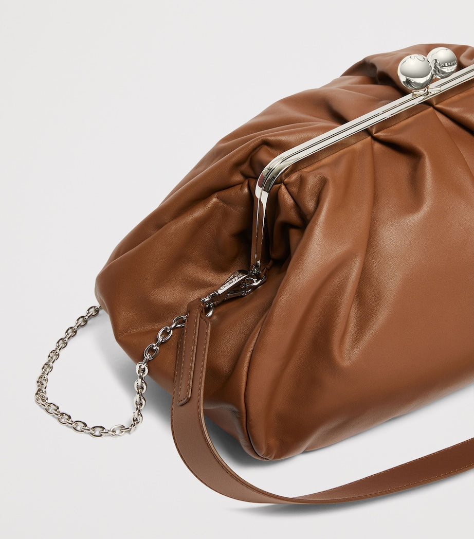 Weekend Max Mara Pasticcino large leather clutch bag with clasp - British product