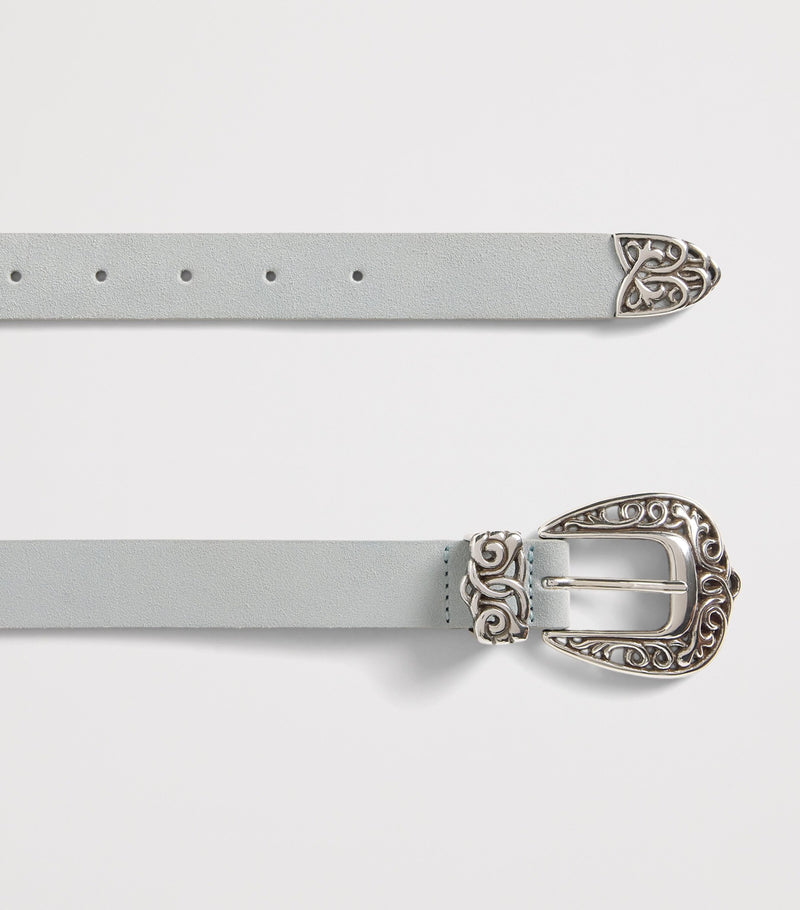 Eleventy Texas-buckle suede belt, imported from the UK