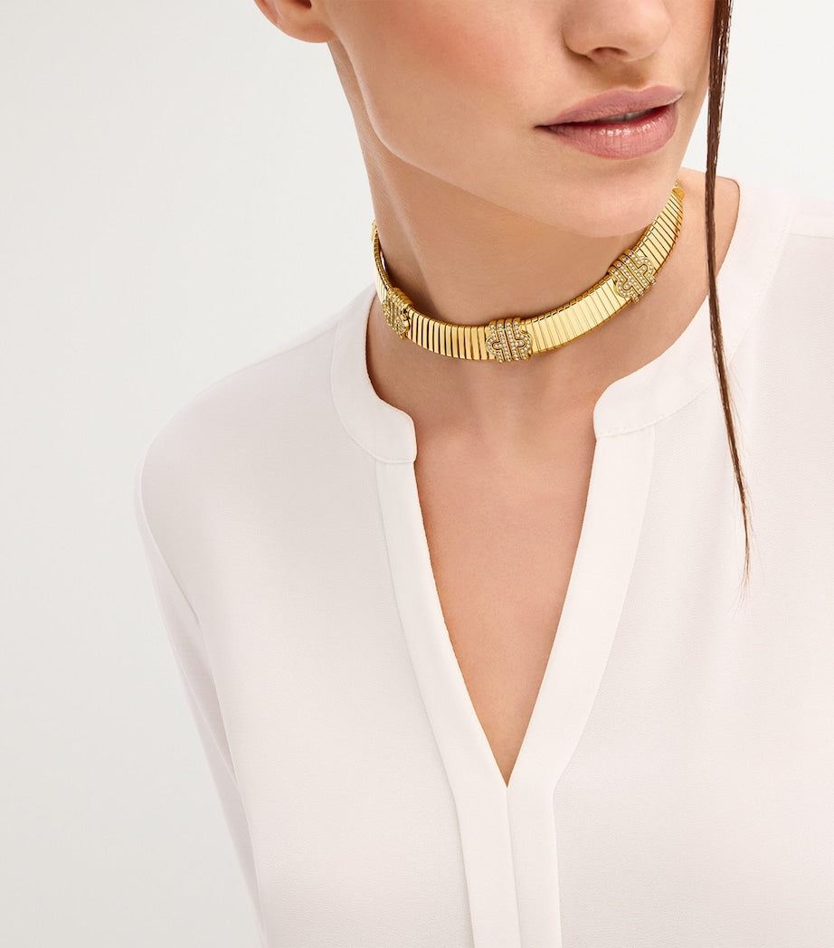 Bvlgari Tubogas necklace gold diamond (British brand)