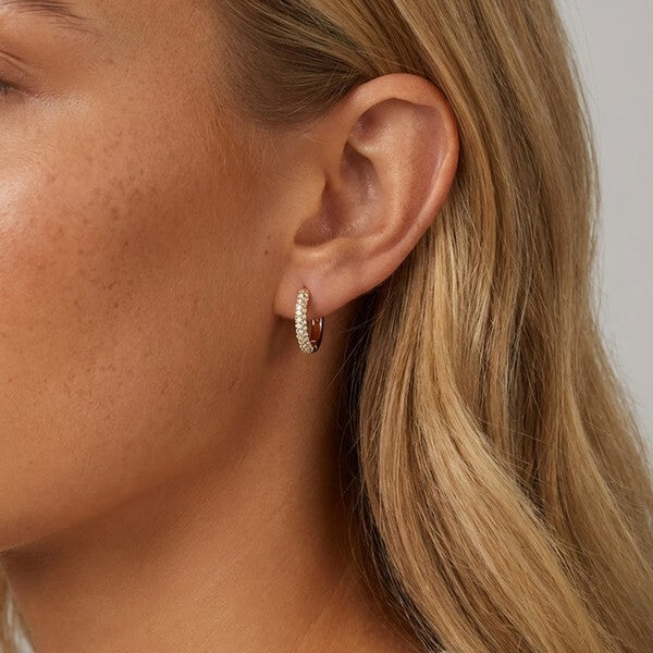 MUCHV small hoop earrings with cubic zirconia (British brand)