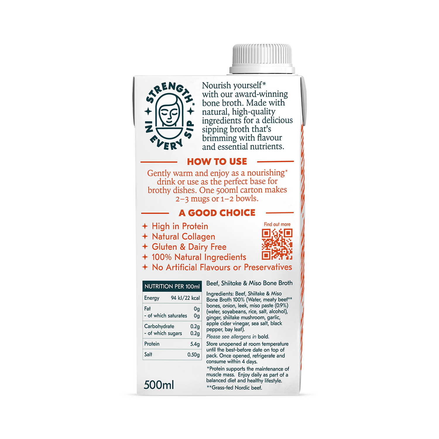 Freja beef bone broth with shiitake and miso 500ml (British brand)