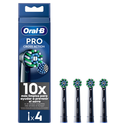 Oral-B CrossAction Black Replacement Electric Toothbrush Heads x4